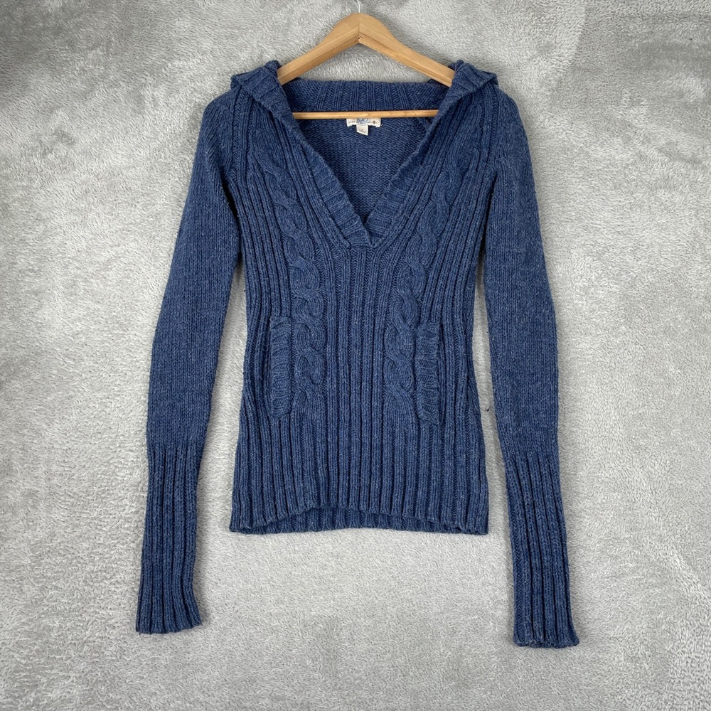 Vintage So Wear It Declare It Sweater Womens Small Blue Y2K Babydoll Cable Knit